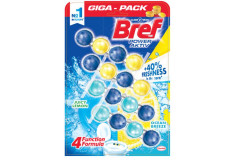 Bref  Power Aktiv GIGA Pack, Juicy Lemon & Ocean Breeze WC Blok 4x50g