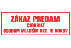 Nálepka "Zákaz predaja cigariet osobám mladším ako 18 rokov"